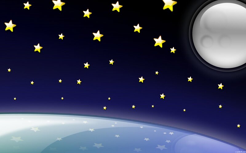 Stars and Moon in Sky