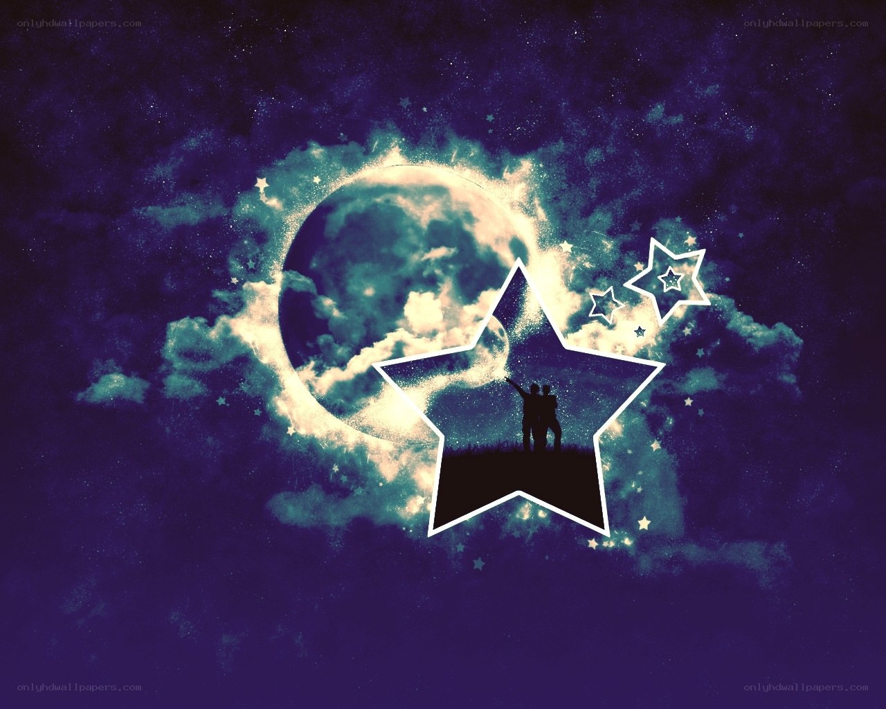 stars and moon silhouettes