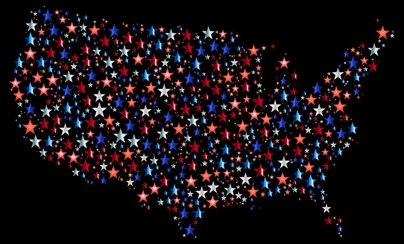 Stars forming USA map