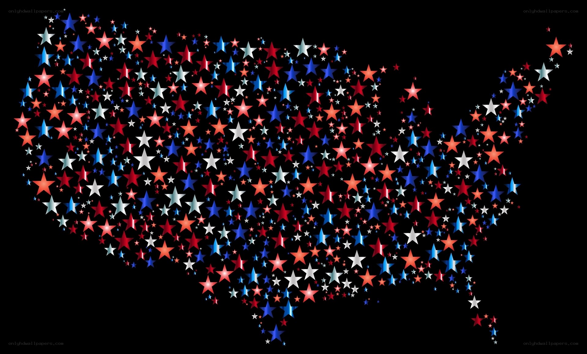 Stars forming USA map
