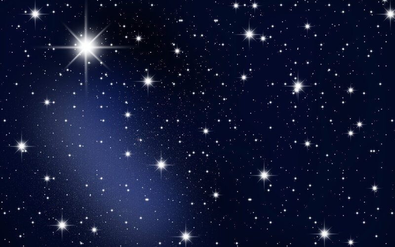 Stars in Night Sky — Blue, Serene, Digital Art