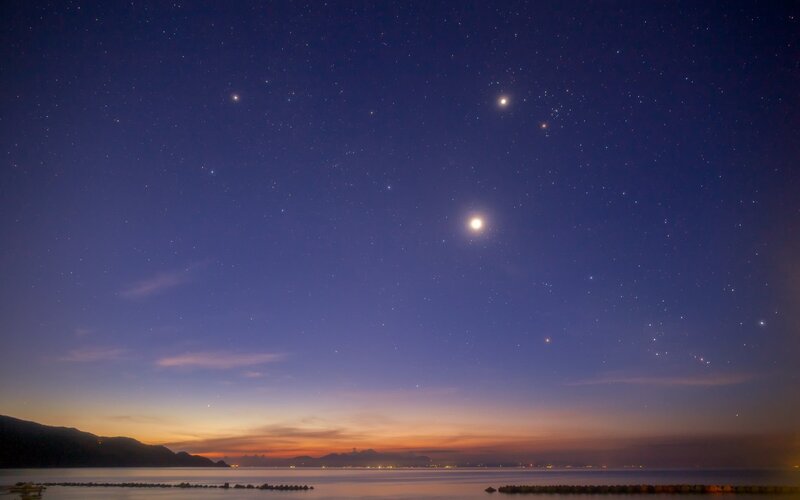 Stars over Coastal Landscape — Blue