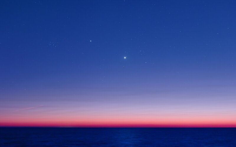 Stars over Ocean — Blue, Serene, Sunset