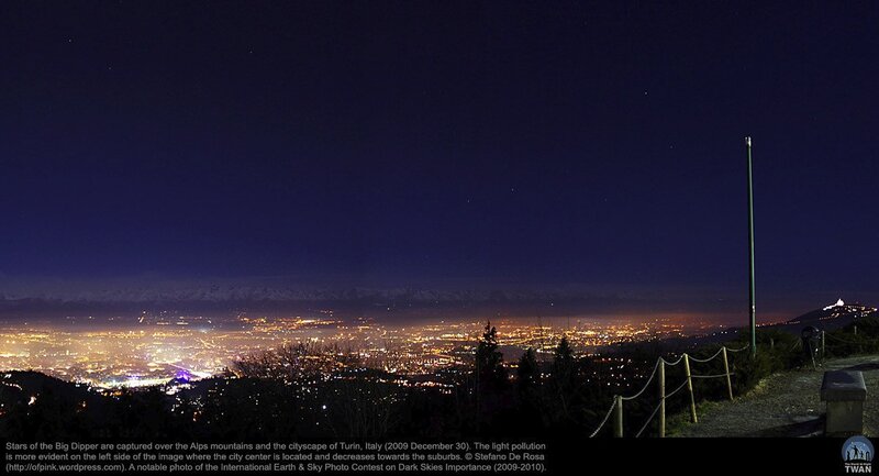 Stars over Turin at night