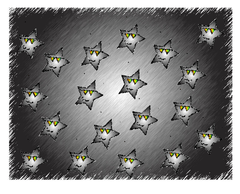 stars with faces on metal