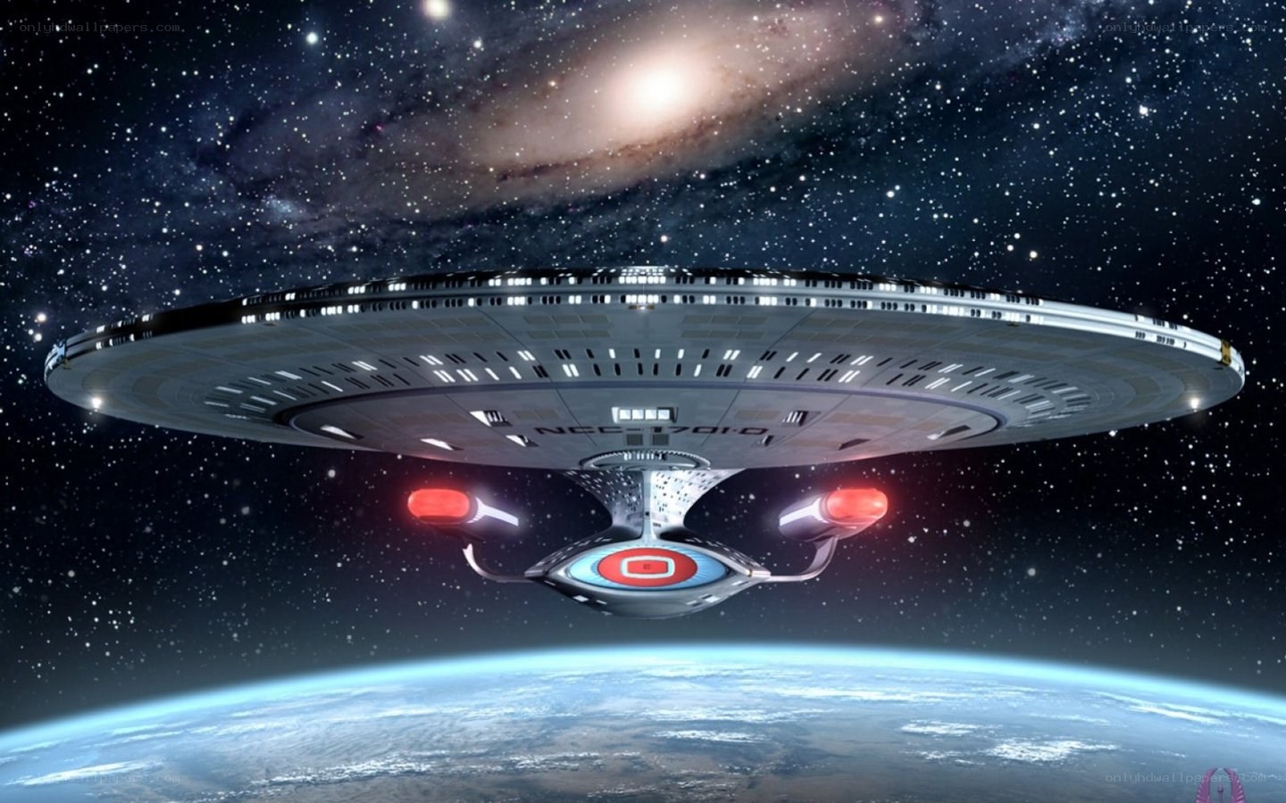 Starship above a planet