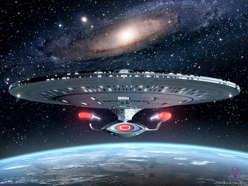 Starship above a planet