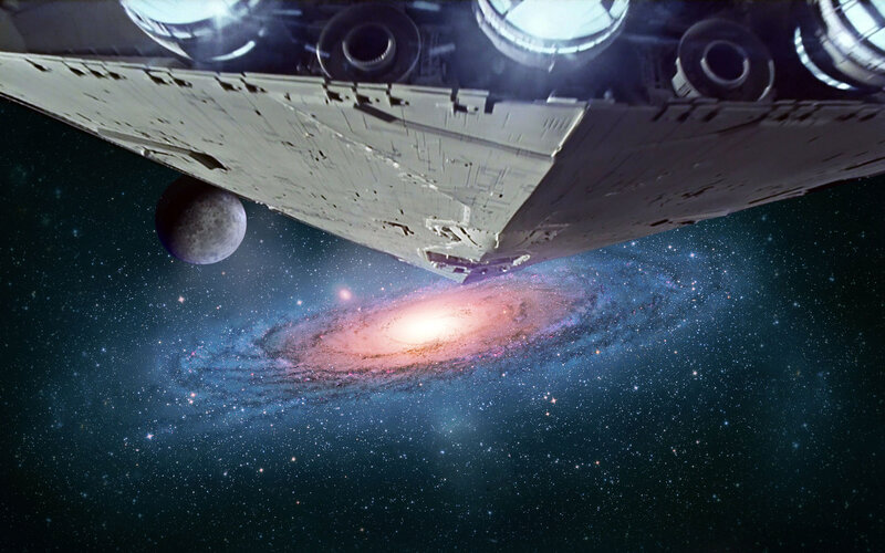 Starship Above Galaxy