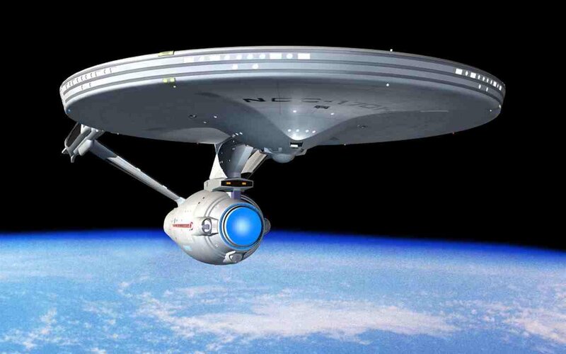Starship Above Planet — Blue, Serene