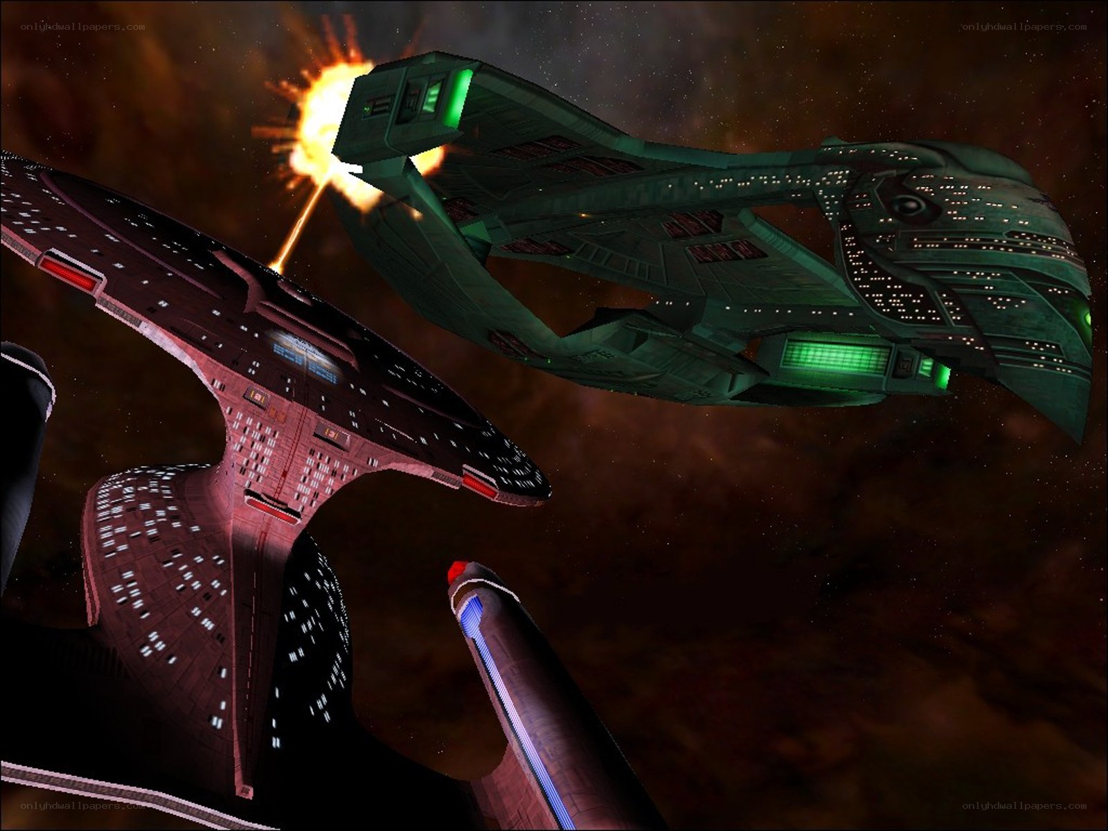 Starship battle in space