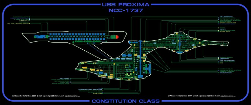 Starship Blueprint — Black, Technical, Illustration