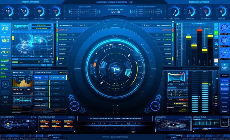 Starship Control Interface — Blue
