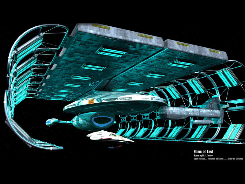 Starship docked at space station