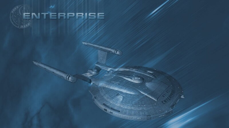 Starship Enterprise — Blue, Dramatic, 3d Render, Spacecraft, Text