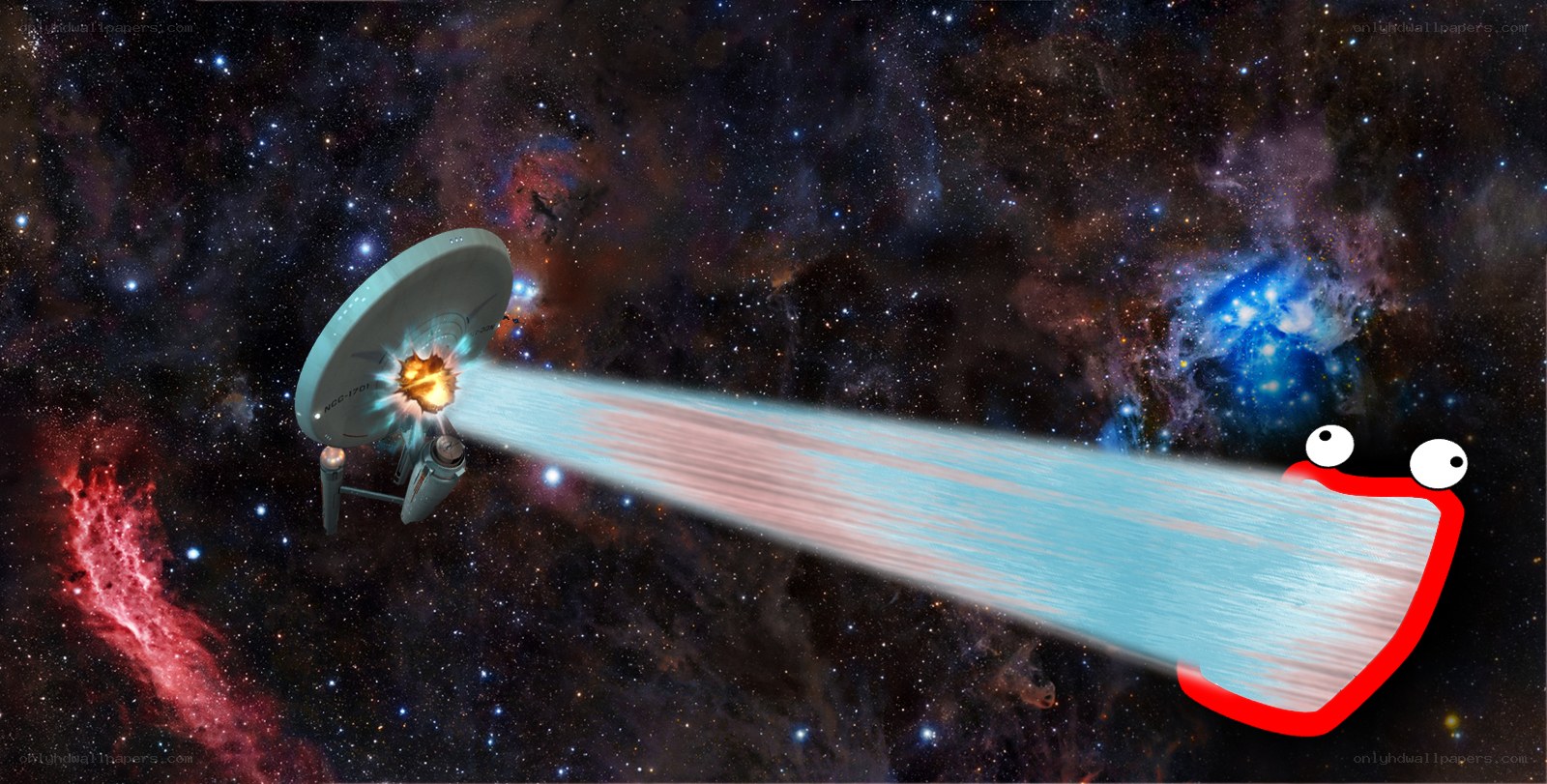 Starship firing a beam