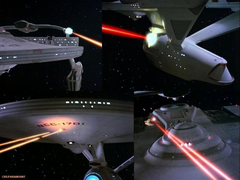 Starship Firing Phasers — White