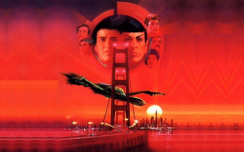 Starship Flying over Bridge