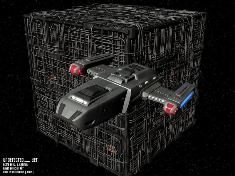 Starship in a cube structure