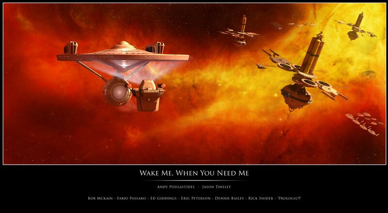 Starship in a nebula