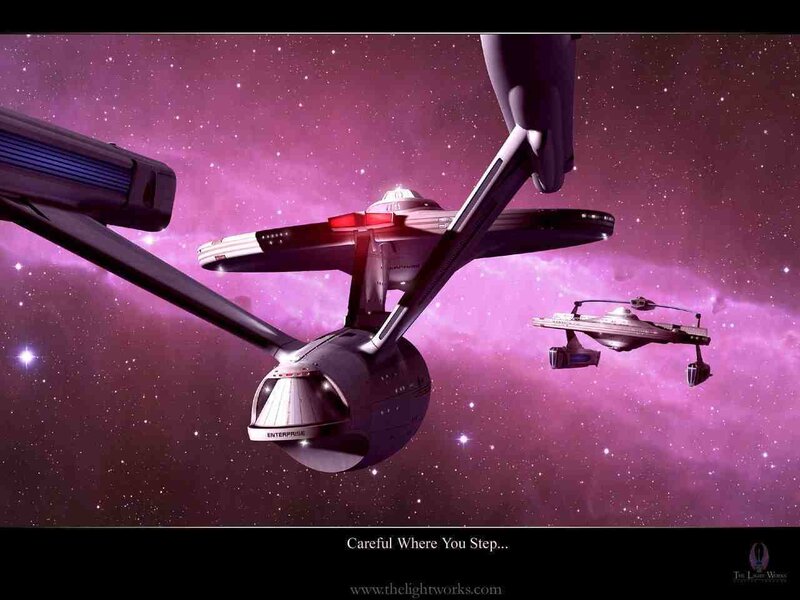 Starship in a purple nebula