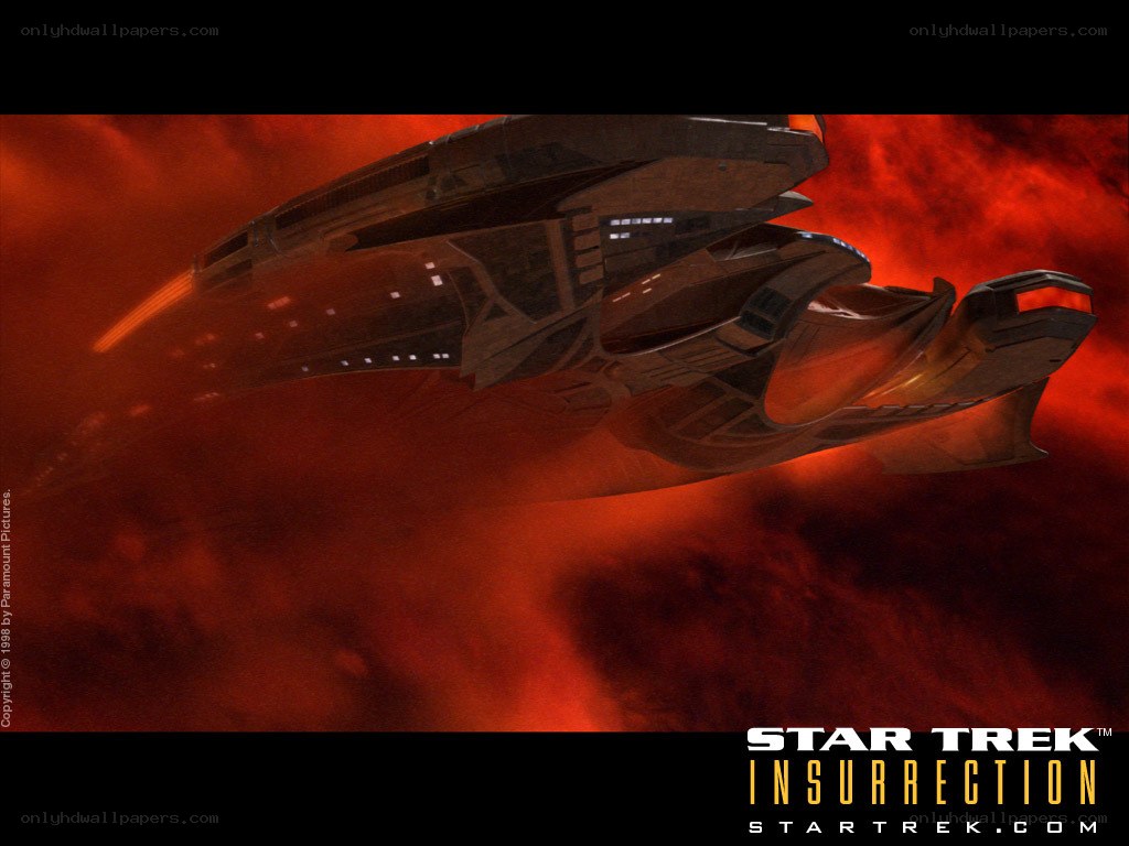 Starship in a red nebula
