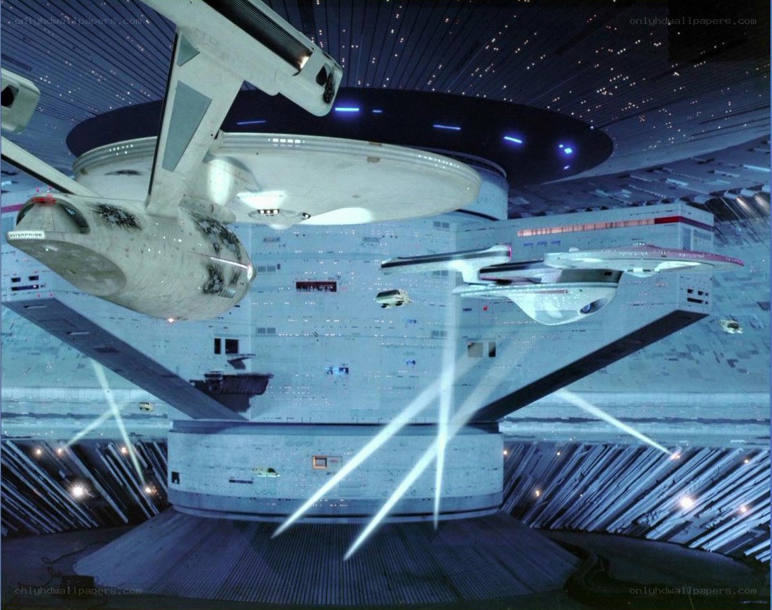 Starship in a space dock
