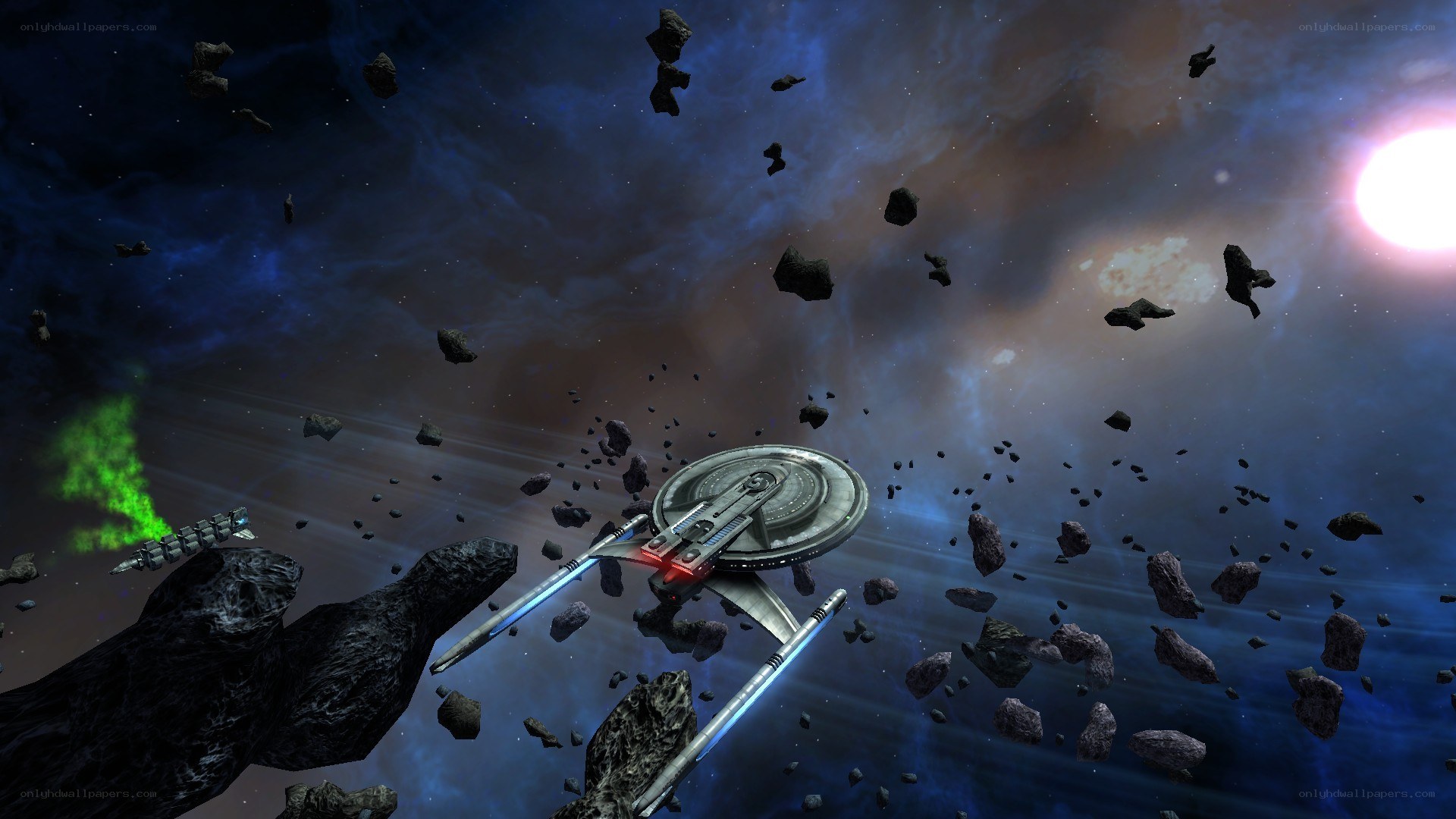 Starship in asteroid field