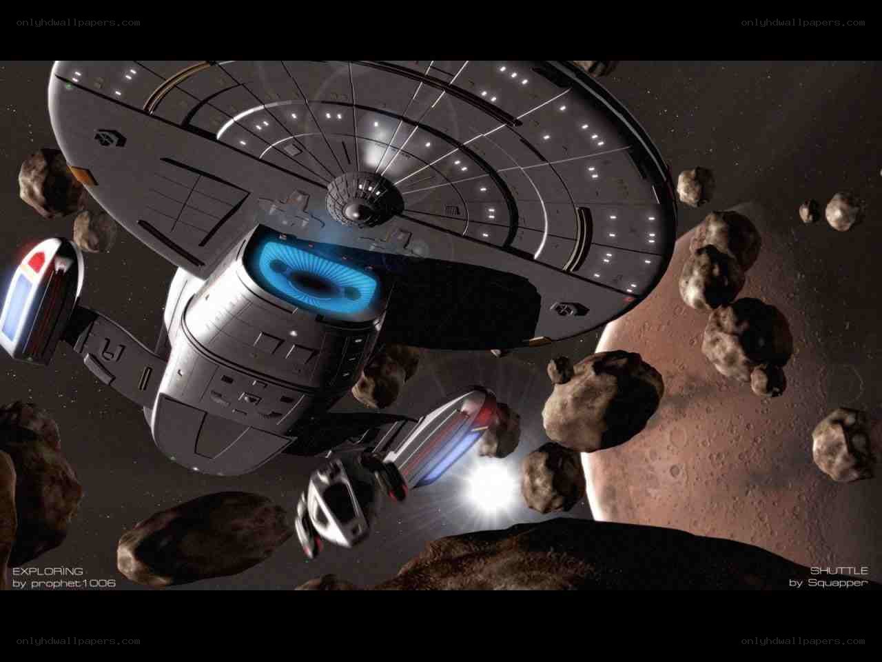 Starship in asteroid field