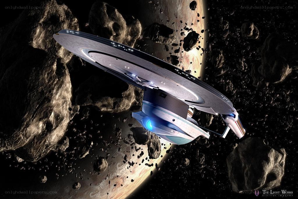 Starship in asteroid field