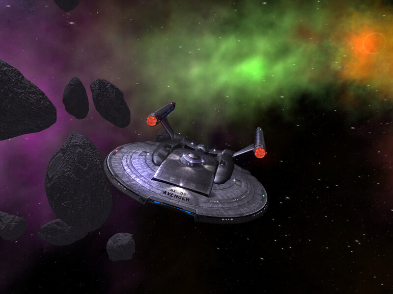 Starship in asteroid field