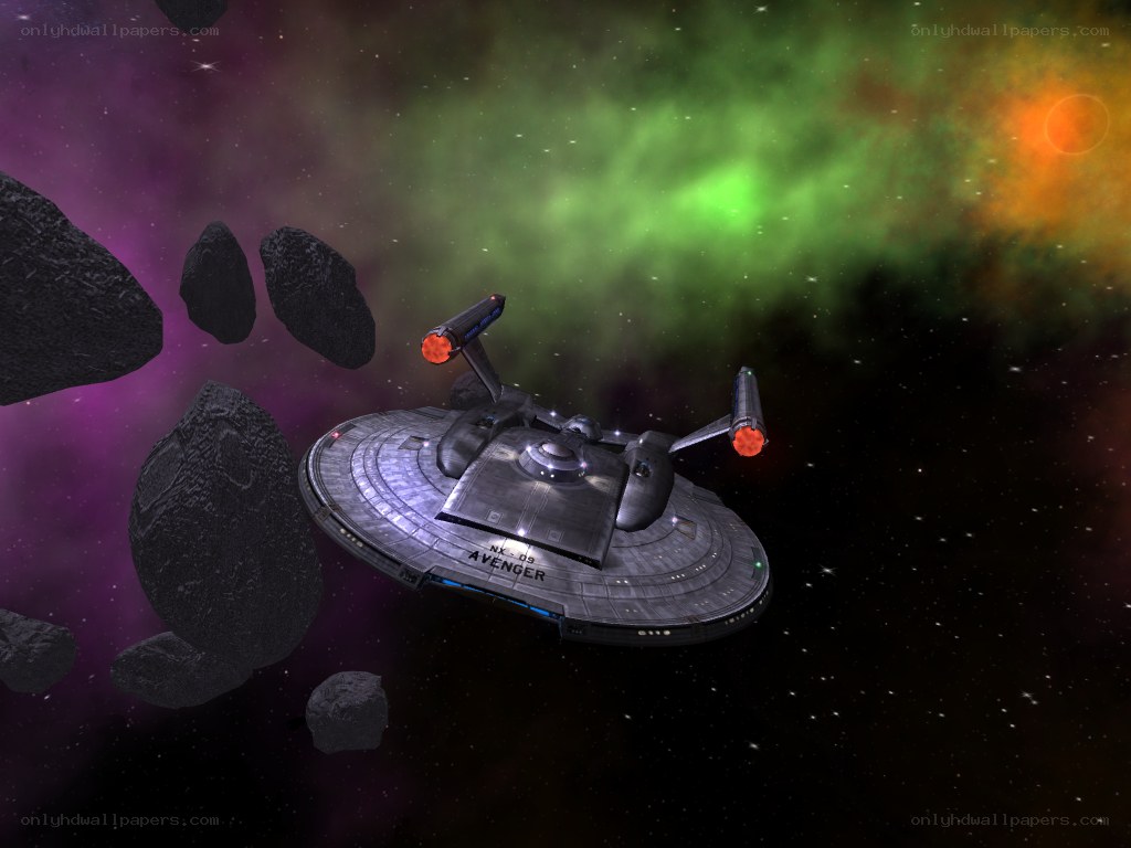 Starship in asteroid field