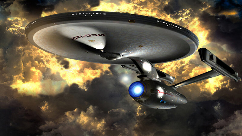 Starship in Cloudy Sky