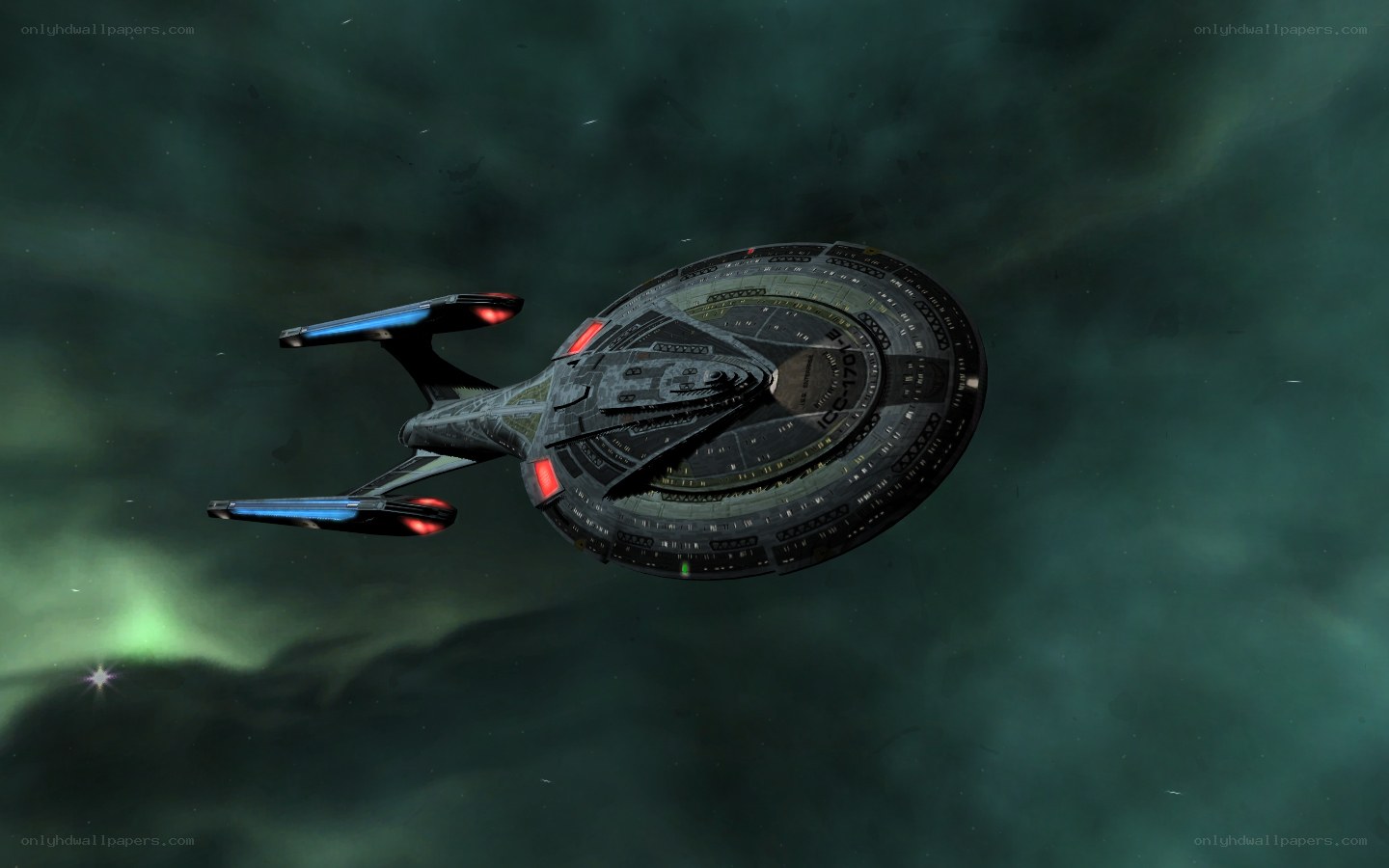 Starship in nebula