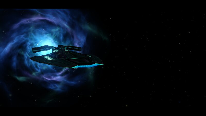 Starship in Nebula — Blue