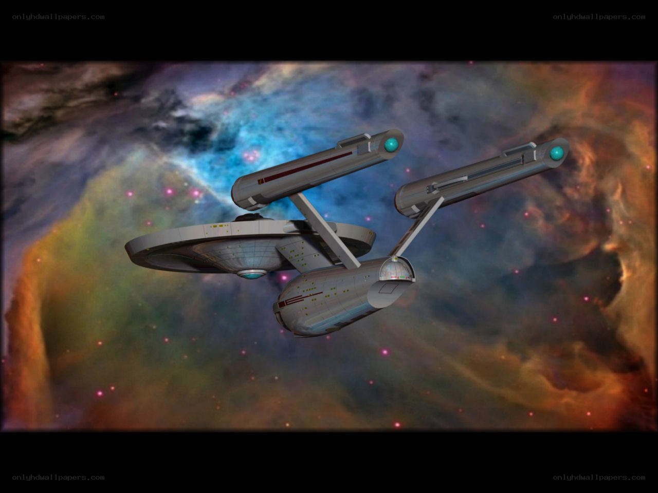 Starship in nebula space