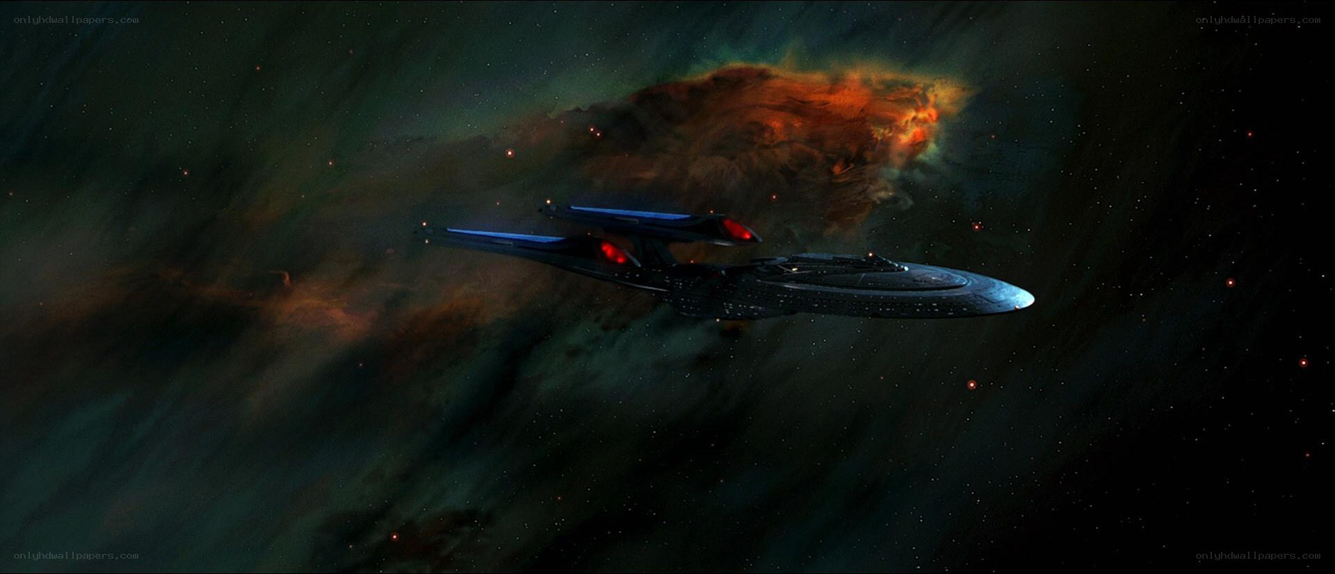 starship in nebula