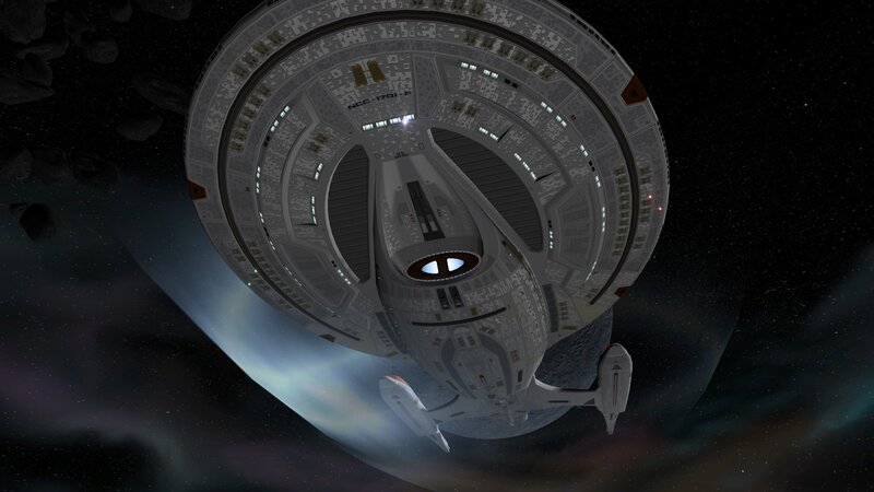 Starship in orbit around a planet