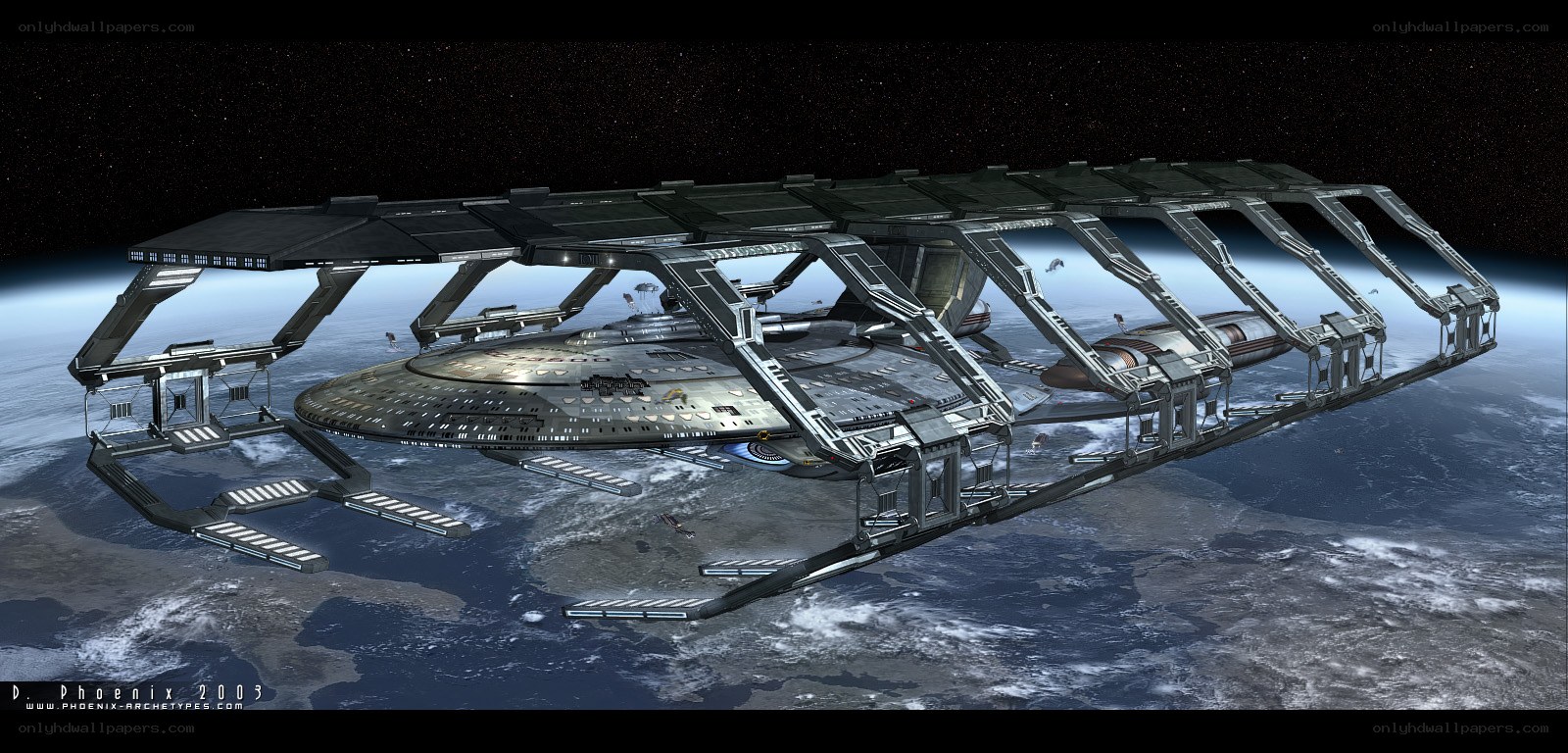 Starship in orbit around a planet