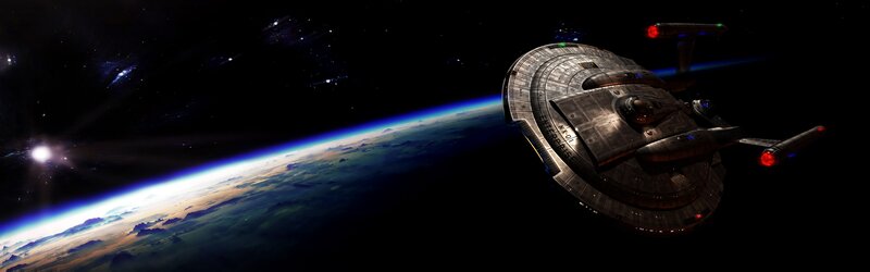 Starship in Orbit — Black, Dramatic, Digital Art