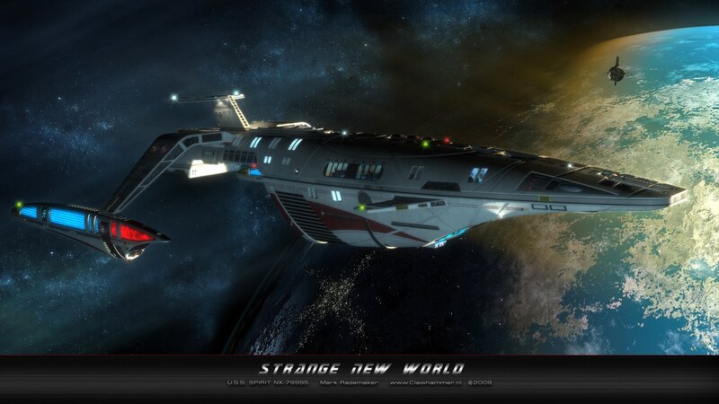Starship in Orbit — Black, Dramatic, Night