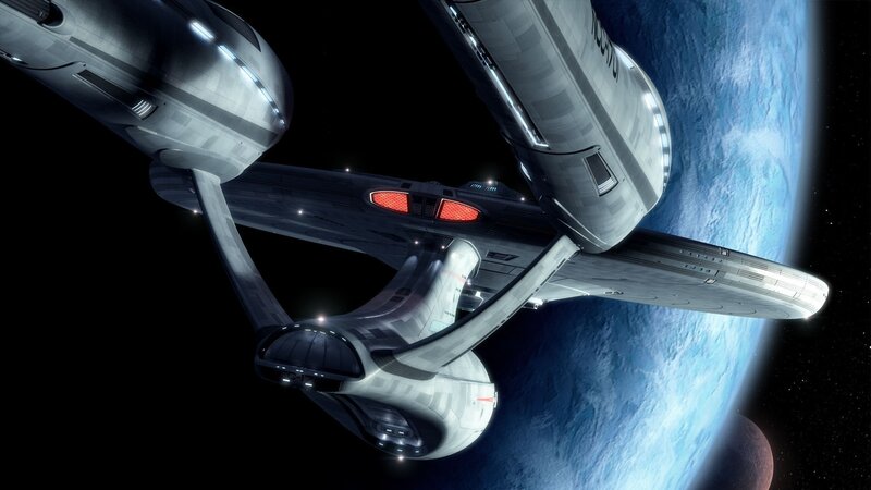 Starship in Orbit — Blue, Dramatic, 3d Render, Planet