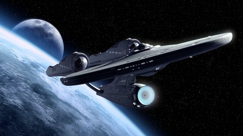 Starship in Orbit — Blue, Dramatic, 3d Render