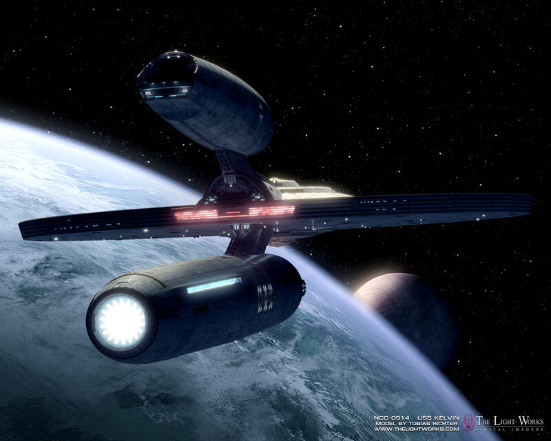 Starship in Orbit — Blue, Dramatic, Digital Art