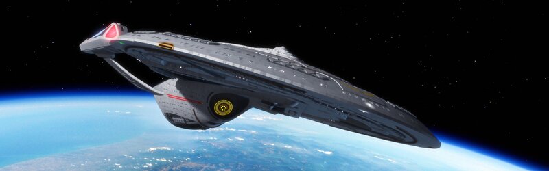 Starship in Orbit — Blue, Serene, 3d Render