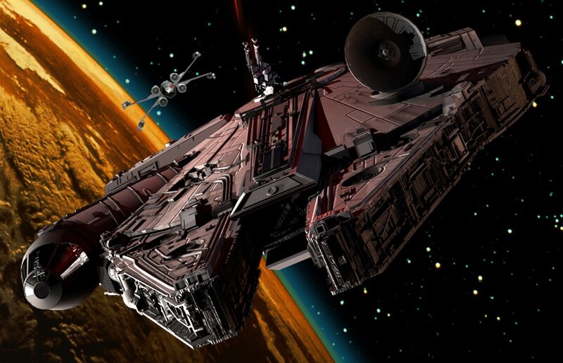 Starship in Orbit — Brown, Dramatic, Digital Art