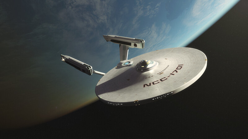 Starship in Orbit — Gray, Serene, 3d Render, Planet