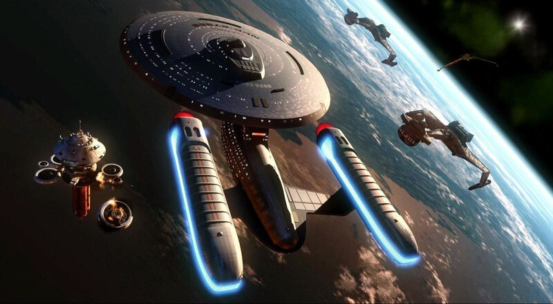 Starship in orbit with other vessels