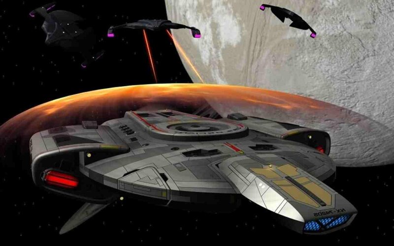 Starship in space battle