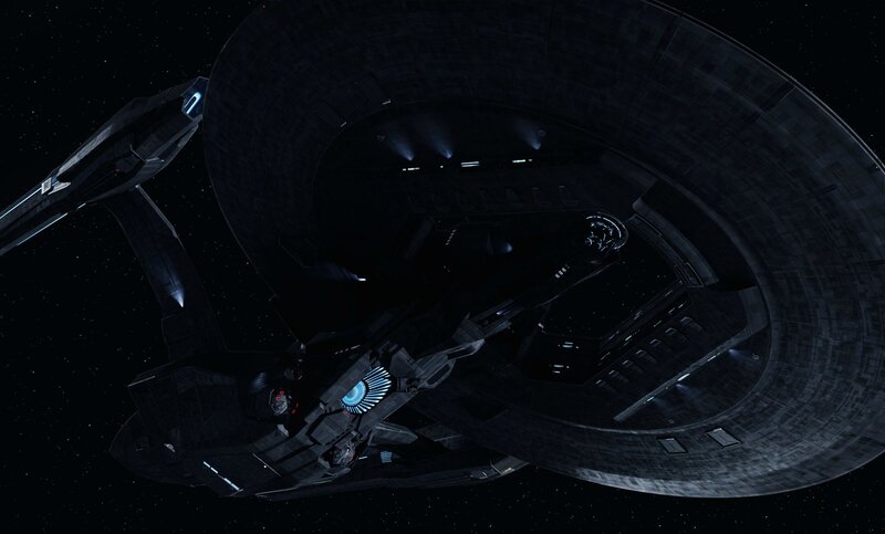 Starship in Space — Black, Dramatic, Night, 3d Render, Spacecraft, Stars