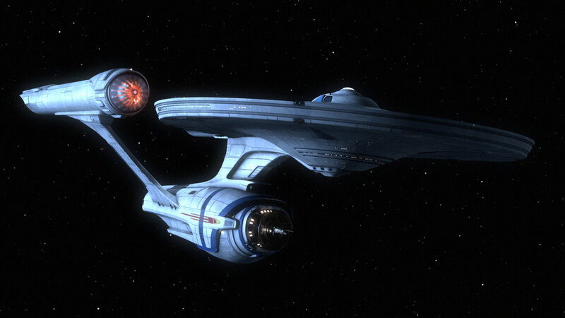 Starship in Space — Black, Dramatic, Night, 3d Render, Stars, Engine Glow